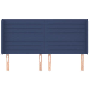 vidaXL Wingback Headboard Blue 203x16x118/128 cm Fabric