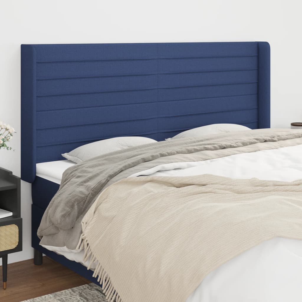 vidaXL Wingback Headboard Blue 203x16x118/128 cm Fabric