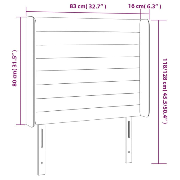 vidaXL Wingback Headboard Light Grey 83x16x118/128 cm Velvet