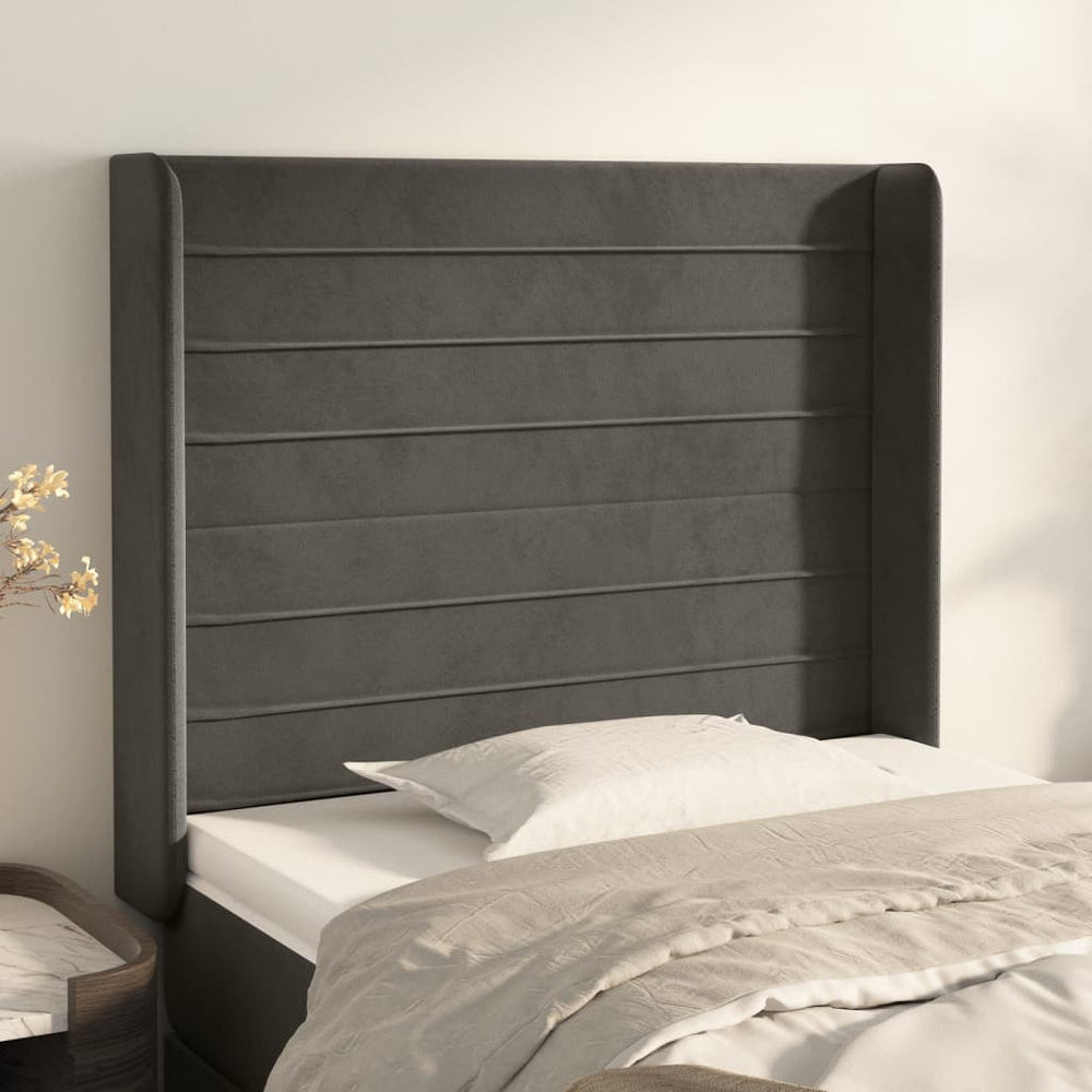 vidaXL Wingback Headboard Dark Grey 83x16x118/128 cm Velvet