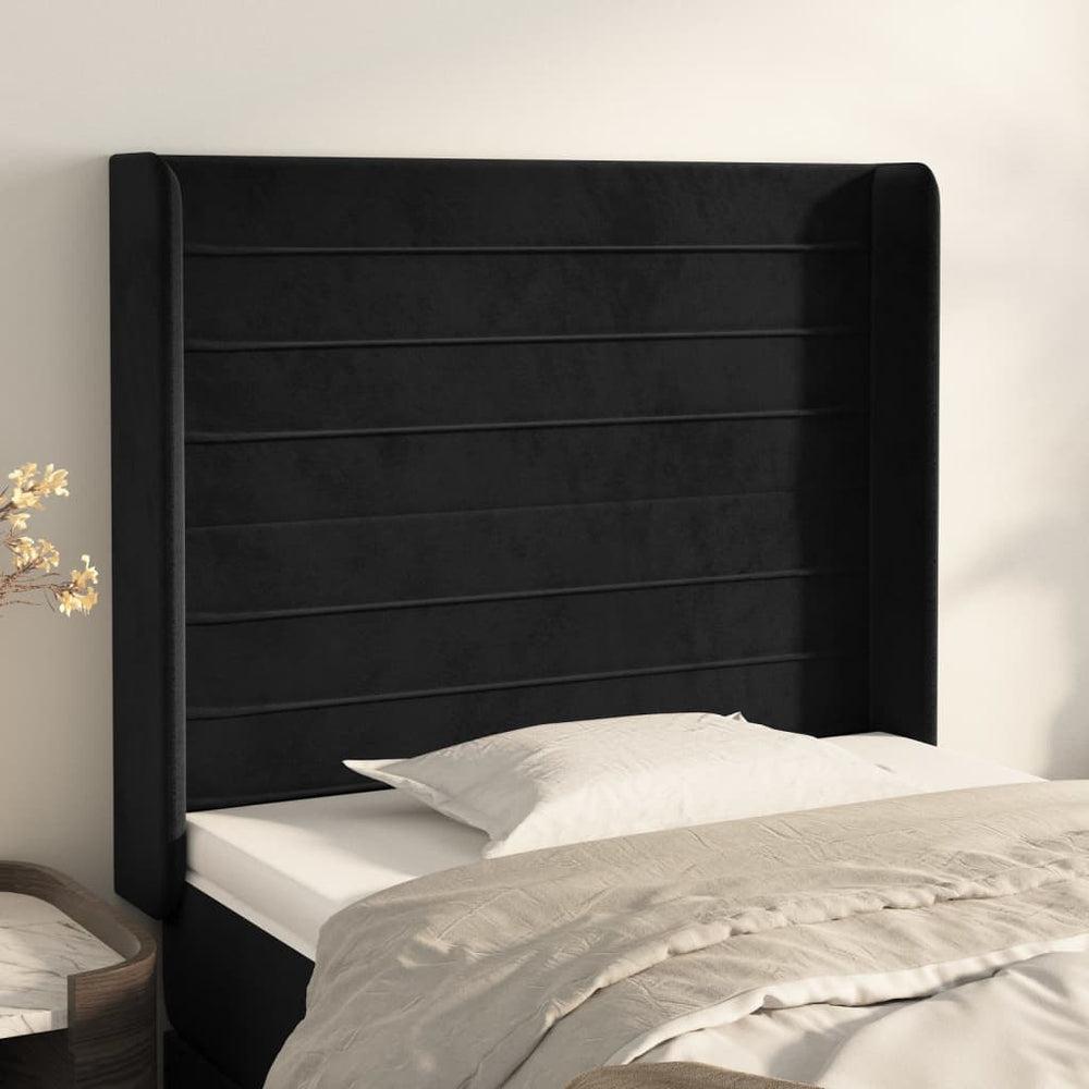 vidaXL Wingback Headboard Black 83x16x118/128 cm Velvet