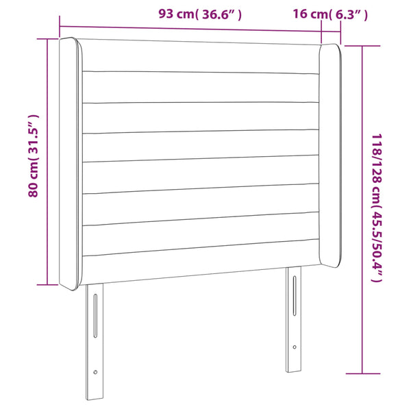 vidaXL Wingback Headboard Light Gray 93x16x118/128 cm Velvet
