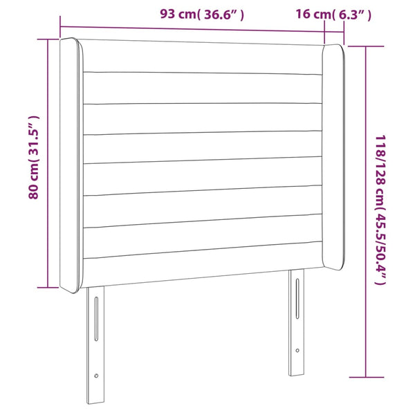 vidaXL Wingback Headboard Pink 93x16x118/128 cm Velvet