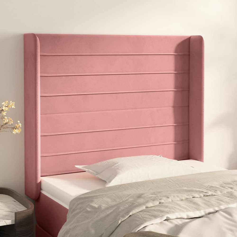 vidaXL Wingback Headboard Pink 93x16x118/128 cm Velvet