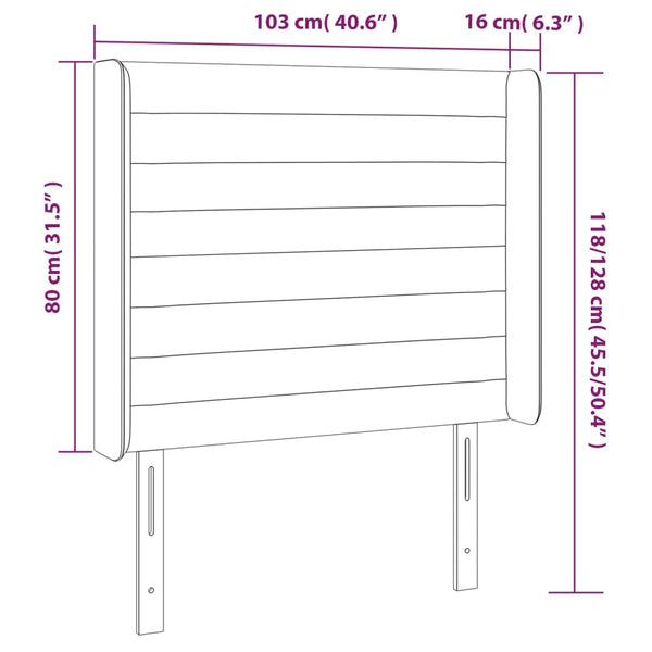 vidaXL Wingback Headboard Light Gray 103x16x118/128 cm Velvet