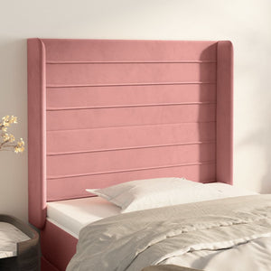 vidaXL Wingback Headboard Pink 103x16x118/128 cm Velvet