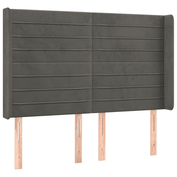 vidaXL Wingback Headboard Dark Grey 147x16x118/128 cm Velvet