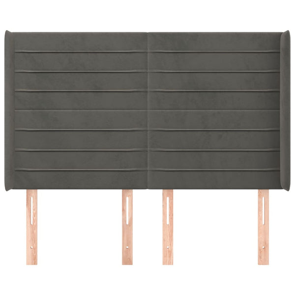 vidaXL Wingback Headboard Dark Grey 147x16x118/128 cm Velvet