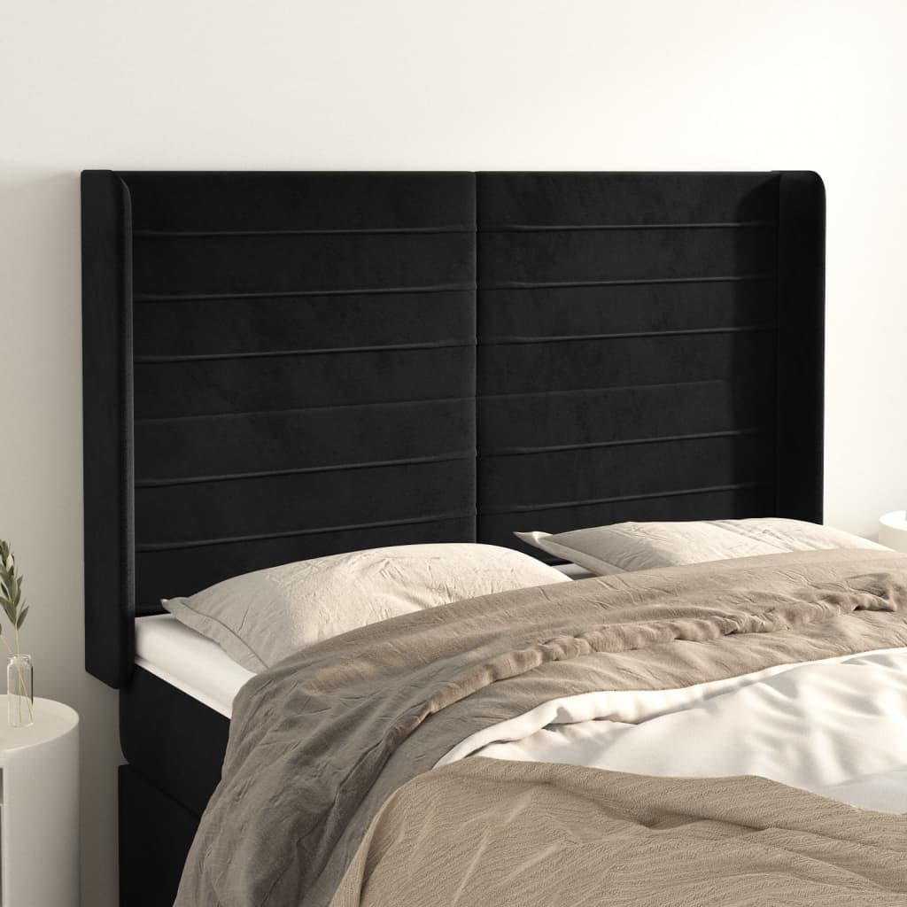 vidaXL Tufted Headboard Black 147x16x118/128 cm Velvet
