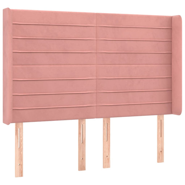 vidaXL Wingback Headboard Pink 147x16x118/128 cm Velvet