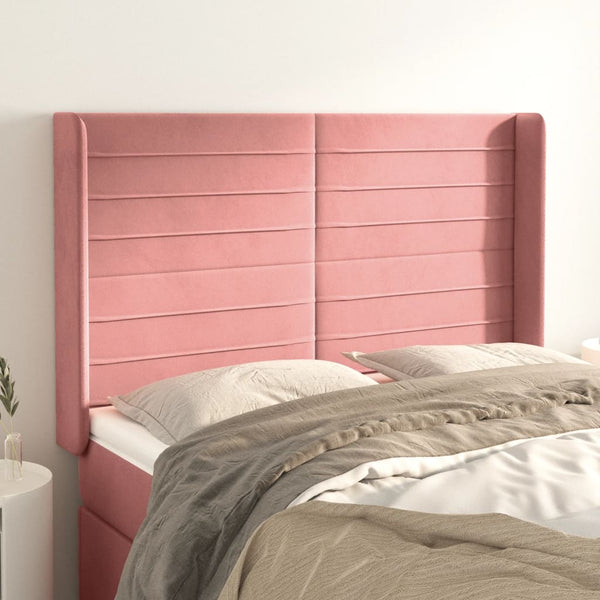 vidaXL Wingback Headboard Pink 147x16x118/128 cm Velvet