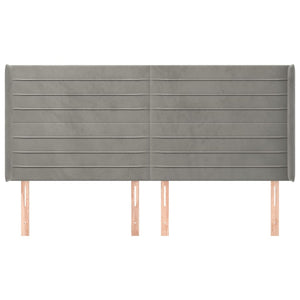 vidaXL Wingback Headboard Light Grey 163x16x118/128 cm Velvet