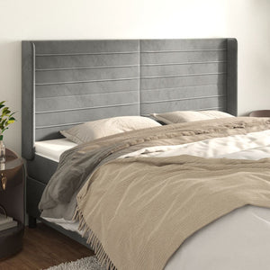 vidaXL Wingback Headboard Light Grey 163x16x118/128 cm Velvet