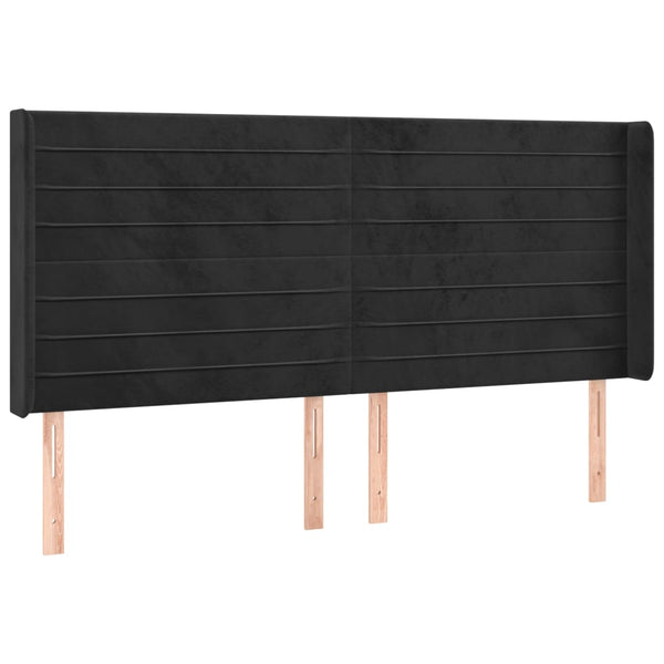 vidaXL Wingback Headboard Black 163x16x118/128 cm Velvet