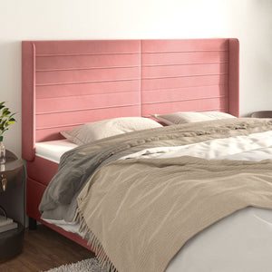 vidaXL Wingback Headboard Pink 163x16x118/128 cm Velvet