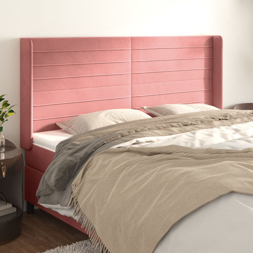 vidaXL Wingback Headboard Pink 163x16x118/128 cm Velvet