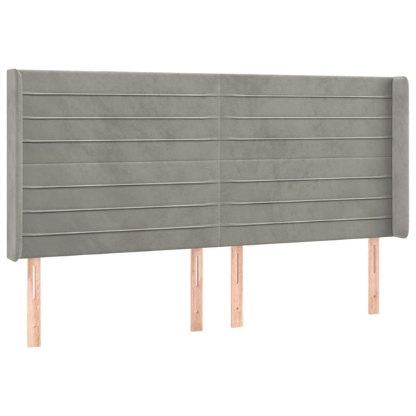 vidaXL Wingback Headboard Light Gray 183x16x118/128 cm Velvet