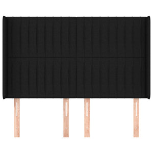 Kopfteil mit Ohren Schwarz 147x16x118/128 cm Stoff