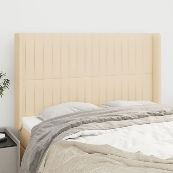 vidaXL Wingback Headboard Cream 147x16x118/128 cm Fabric