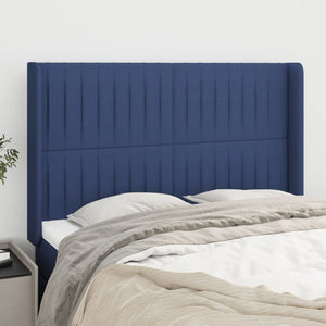 vidaXL Wingback Headboard Blue 147x16x118/128 cm Fabric