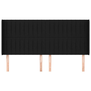 vidaXL Wingback Headboard Black 163x16x118/128 cm Fabric
