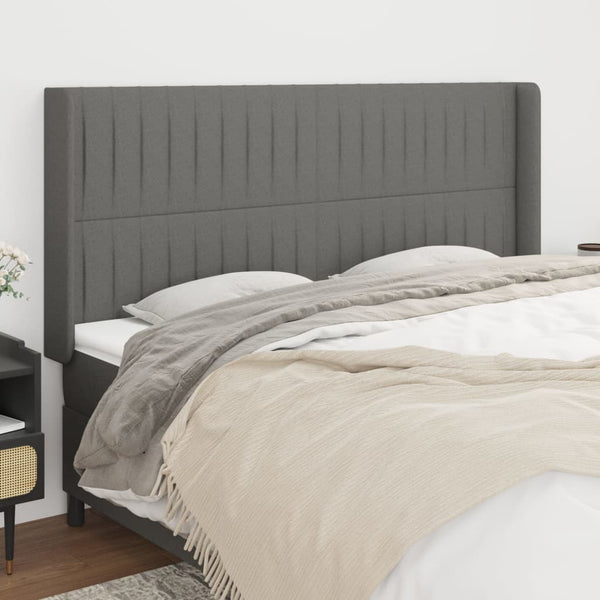 vidaXL Wingback Headboard Dark Grey 183x16x118/128 cm Fabric