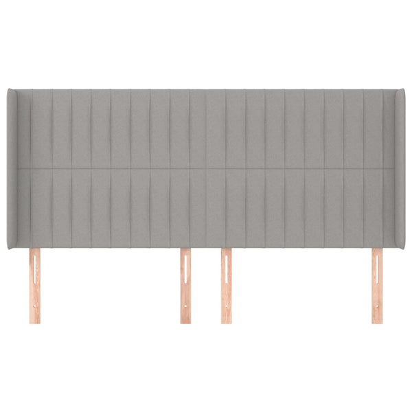 vidaXL Wingback Headboard Light Gray 203x16x118/128 cm Fabric