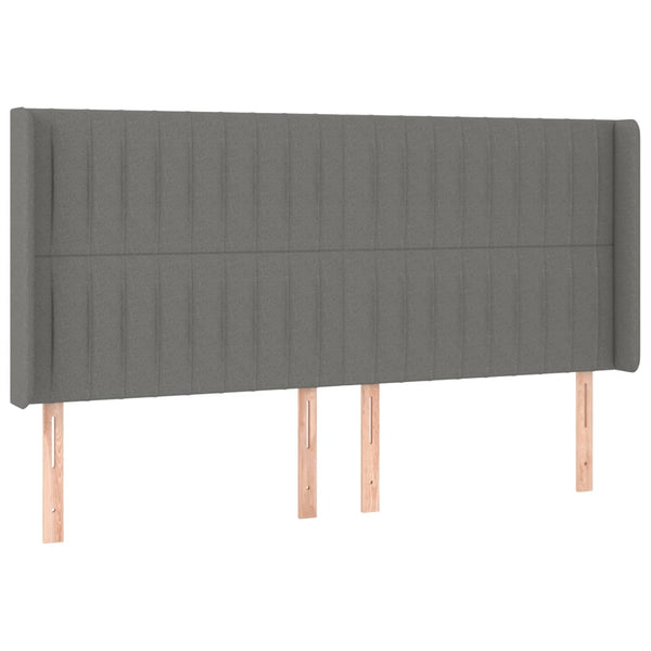 vidaXL Wingback Headboard Dark Gray 203x16x118/128 cm Fabric