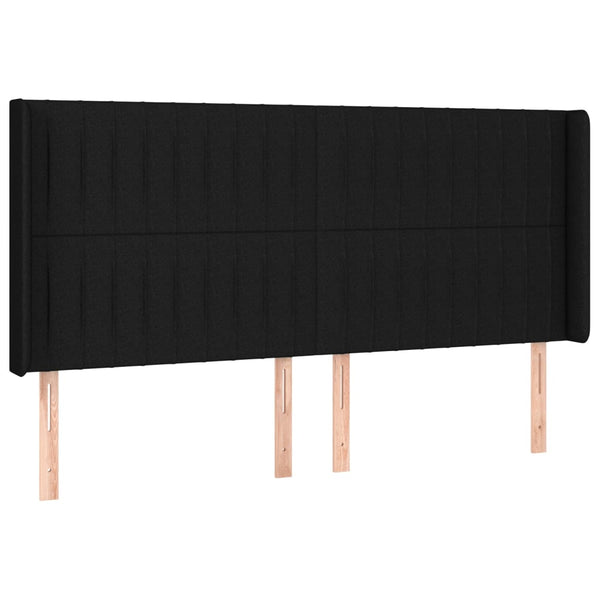 vidaXL Wingback Headboard Black 203x16x118/128 cm Fabric