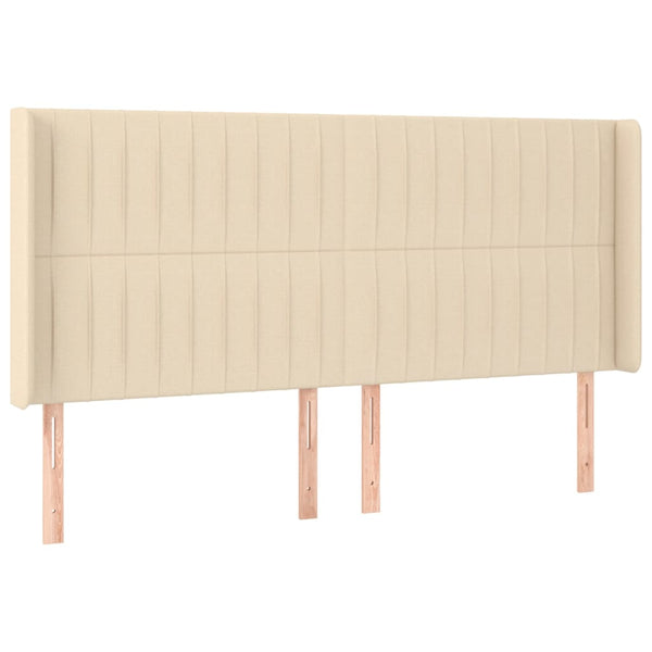 vidaXL Headboard with Wings Cream 203x16x118/128 cm Fabric
