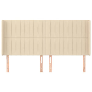 vidaXL Headboard with Wings Cream 203x16x118/128 cm Fabric
