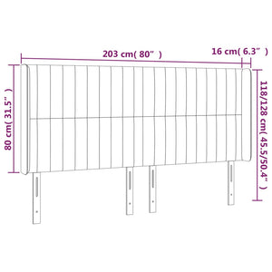 vidaXL Wingback Headboard Blue 203x16x118/128 cm Fabric
