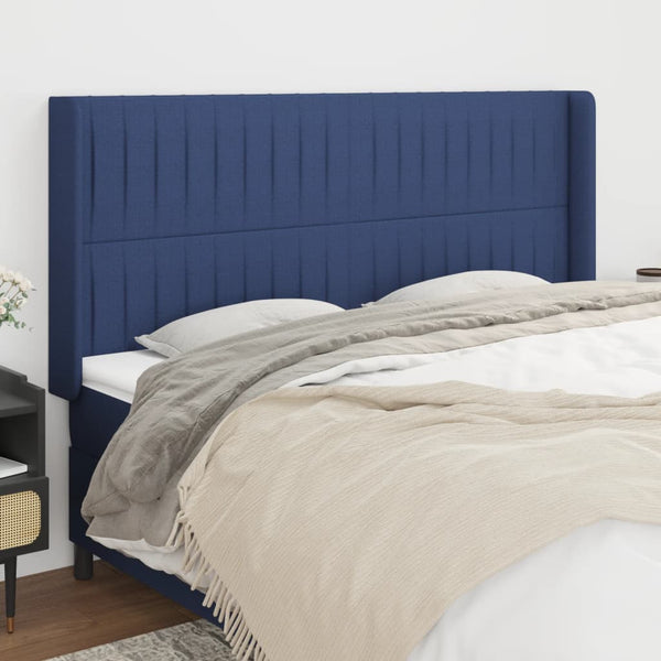 vidaXL Wingback Headboard Blue 203x16x118/128 cm Fabric