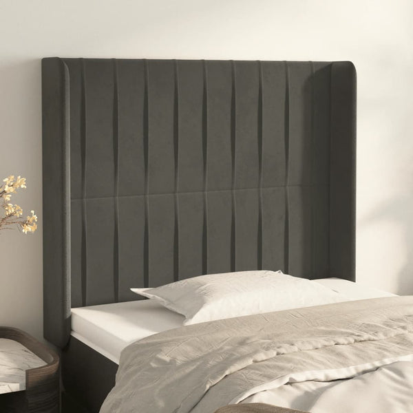 vidaXL Wingback Headboard Dark Grey 83x16x118/128 cm Velvet
