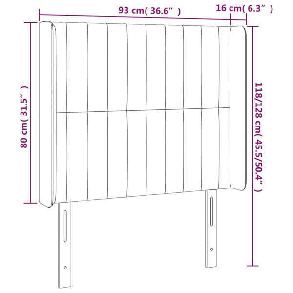 vidaXL Wingback Headboard Pink 93x16x118/128 cm Velvet
