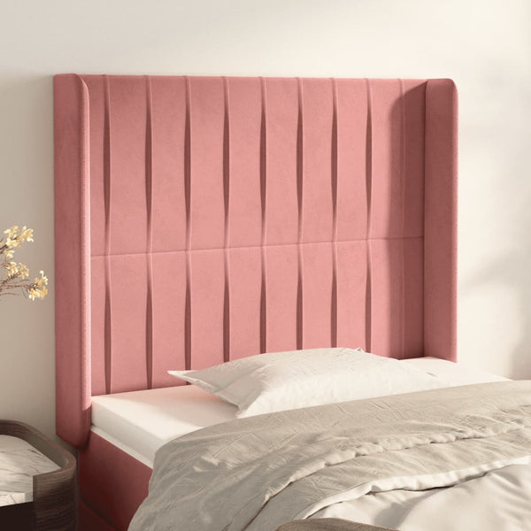 vidaXL Wingback Headboard Pink 93x16x118/128 cm Velvet
