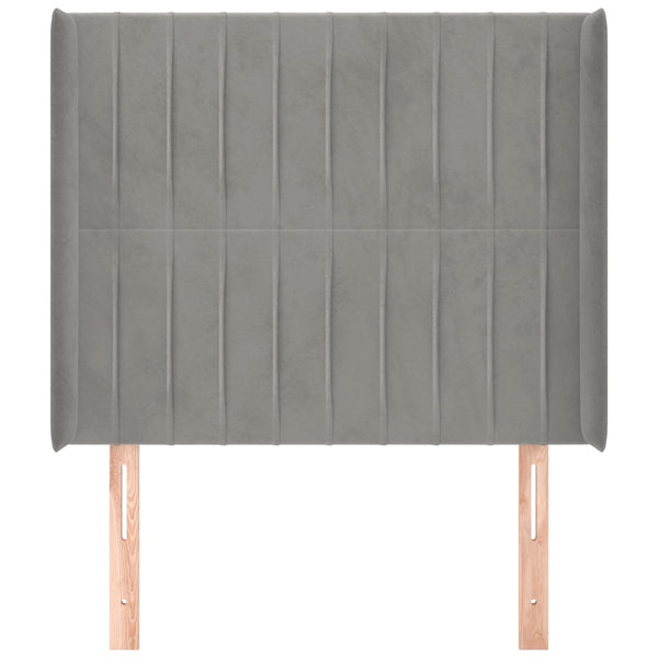 vidaXL Wingback Headboard Light Gray 103x16x118/128 cm Velvet