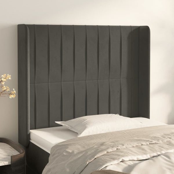 vidaXL Wingback Headboard Dark Grey 103x16x118/128 cm Velvet