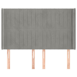 vidaXL Wingback Headboard Light Grey 147x16x118/128 cm Velvet