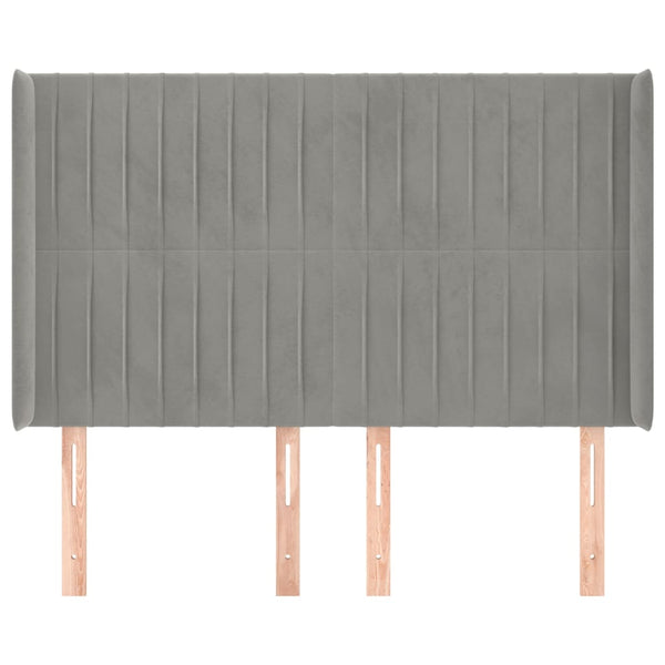 vidaXL Wingback Headboard Light Grey 147x16x118/128 cm Velvet