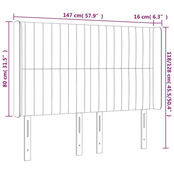 vidaXL Wingback Headboard Light Grey 147x16x118/128 cm Velvet