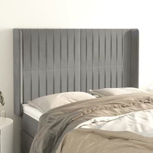 vidaXL Wingback Headboard Light Grey 147x16x118/128 cm Velvet