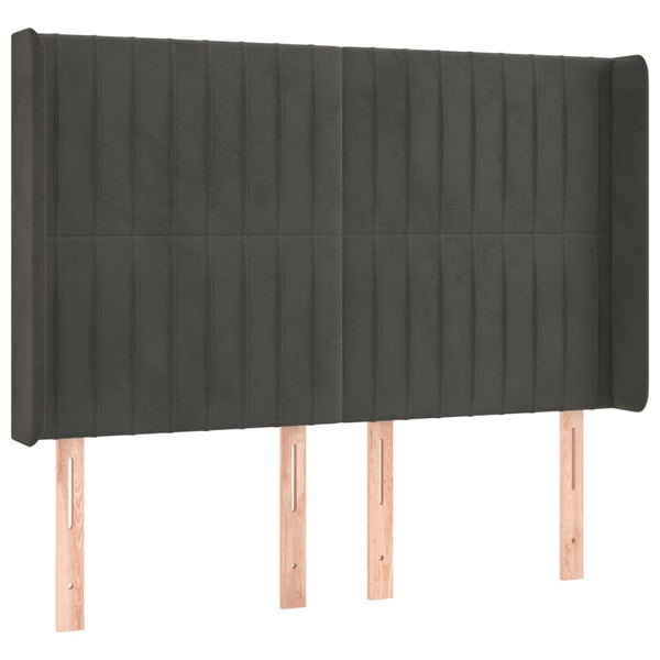 vidaXL Wingback Headboard Dark Grey 147x16x118/128 cm Velvet