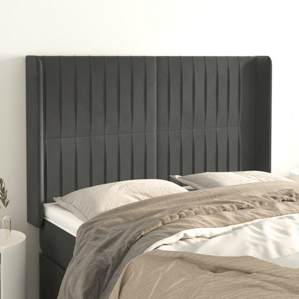 vidaXL Wingback Headboard Dark Grey 147x16x118/128 cm Velvet