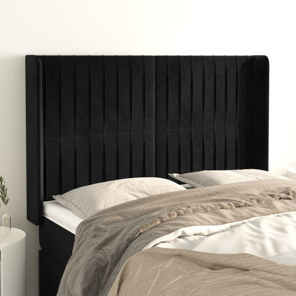 vidaXL Tufted Headboard Black 147x16x118/128 cm Velvet