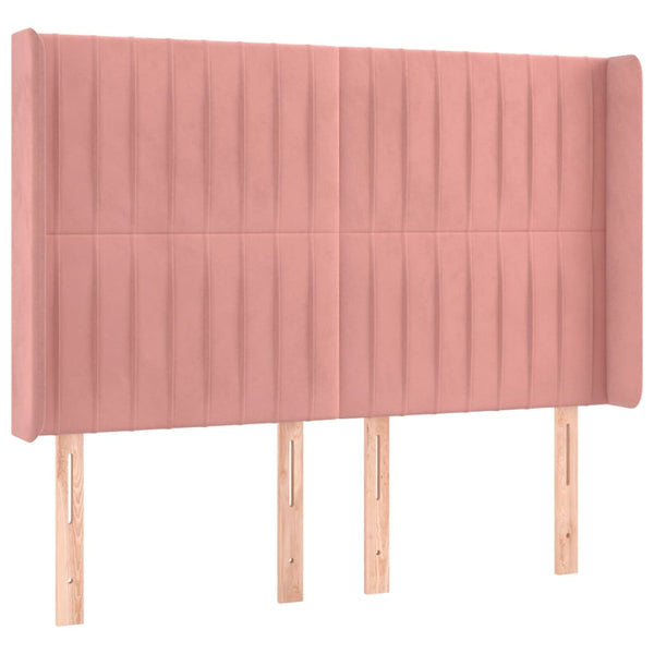 vidaXL Wingback Headboard Pink 147x16x118/128 cm Velvet