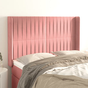 vidaXL Wingback Headboard Pink 147x16x118/128 cm Velvet
