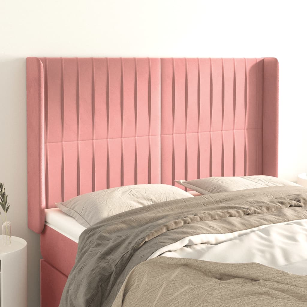 vidaXL Wingback Headboard Pink 147x16x118/128 cm Velvet
