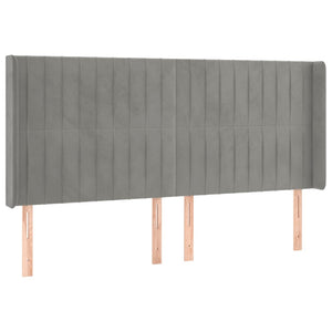 vidaXL Wingback Headboard Light Grey 163x16x118/128 cm Velvet