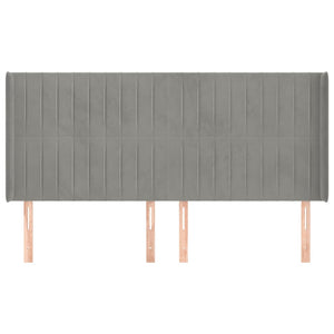 vidaXL Wingback Headboard Light Grey 163x16x118/128 cm Velvet